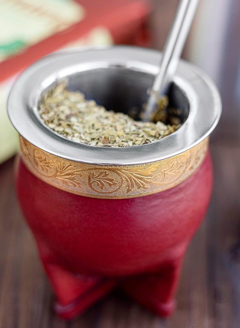 Argentina Yerba Mate Cup With Straw Tea Gourd Mug One Bombilla Mate (Straw) a Cleaning Brush