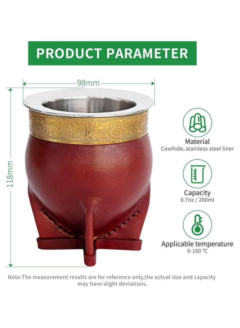 Argentina Yerba Mate Cup With Straw Tea Gourd Mug One Bombilla Mate (Straw) a Cleaning Brush