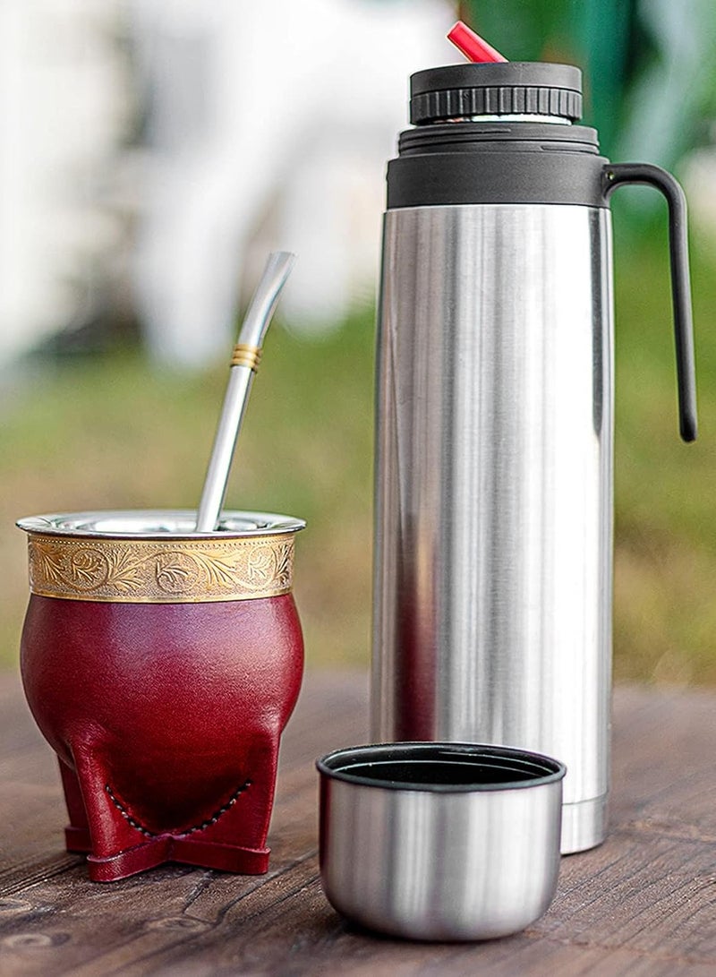 Argentina Yerba Mate Cup With Straw Tea Gourd Mug One Bombilla Mate (Straw) a Cleaning Brush