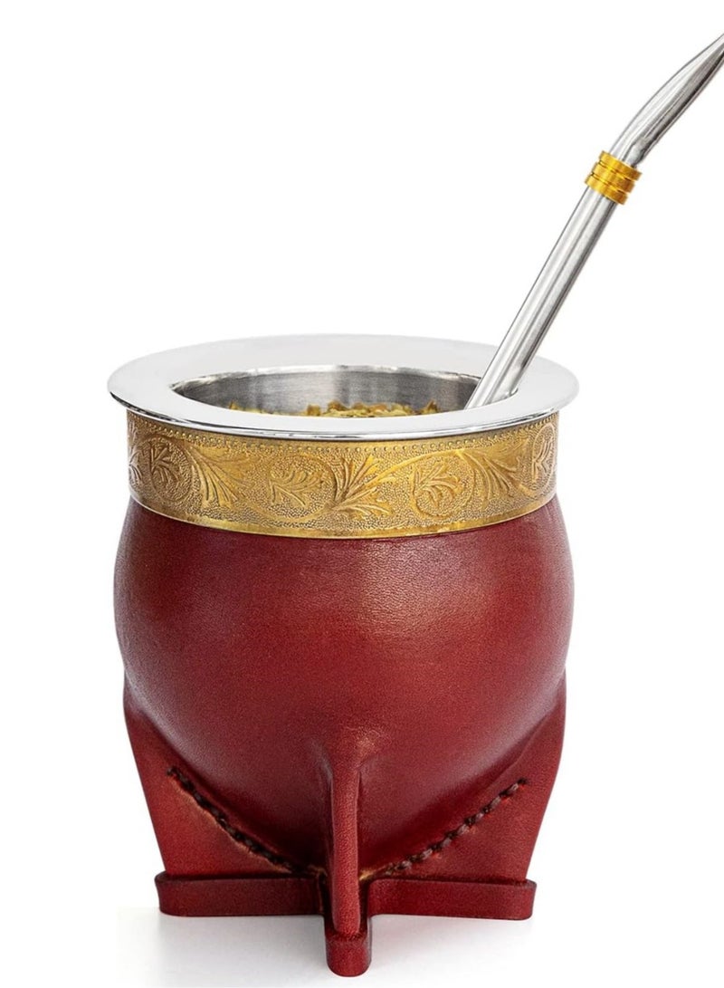 Argentina Yerba Mate Cup With Straw Tea Gourd Mug One Bombilla Mate (Straw) a Cleaning Brush