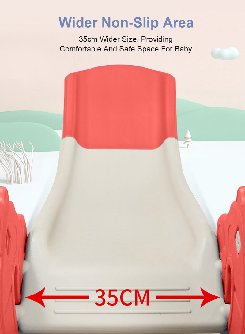 Foldable Children's Slide Baby Multifunctional Climbing Entertainment Slide Independent Playground Toy Set Easy To Assemble With Basketball Stand