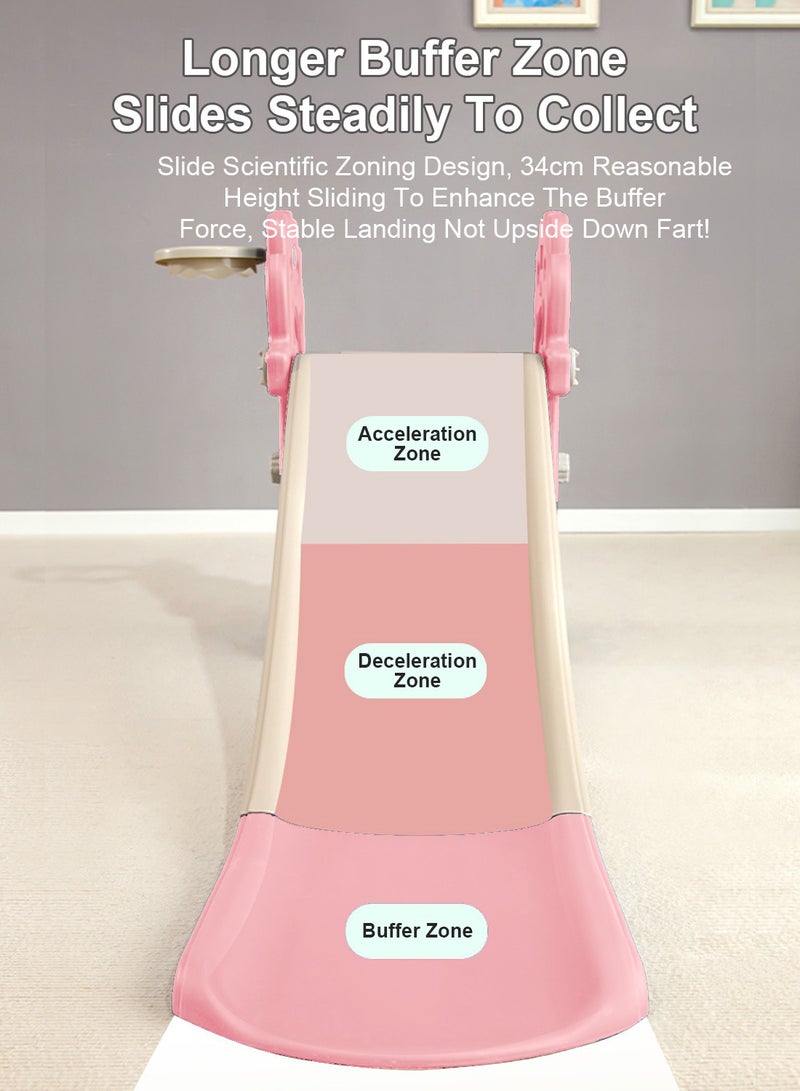 Foldable Children's Slide 1-3-5 Years Old Baby Independent Entertainment Slide Children's Climbing Toy Set Home Small Playground Slide Toy Easy To Assemble With Basketball Stand Suitable For Indoor And Outdoor Children's Entertainment