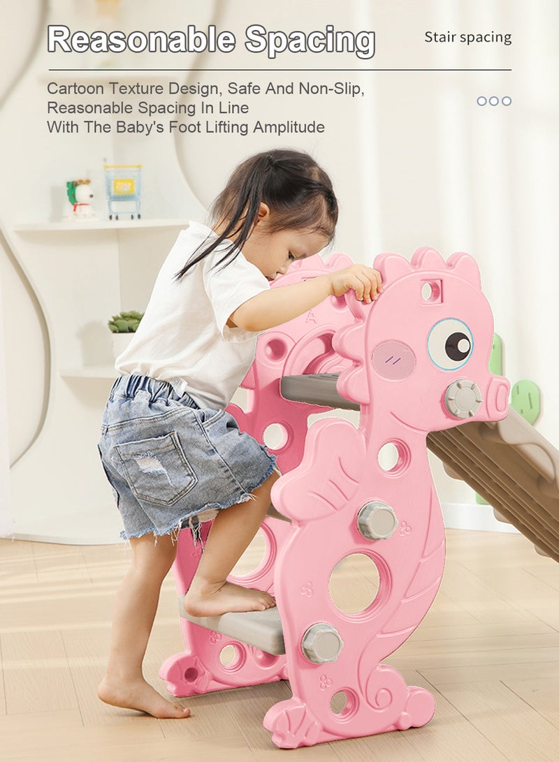 Foldable Children's Slide 1-3-5 Years Old Baby Independent Entertainment Slide Children's Climbing Toy Set Home Small Playground Slide Toy Easy To Assemble With Basketball Stand Suitable For Indoor And Outdoor Children's Entertainment