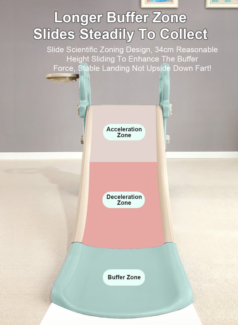 Foldable Children's Slide 1-3-5 Years Old Baby Independent Entertainment Slide Home Small Playground Toy Set Easy To Assemble With Basketball Stand Suitable For Indoor And Outdoor Children's Entertainment
