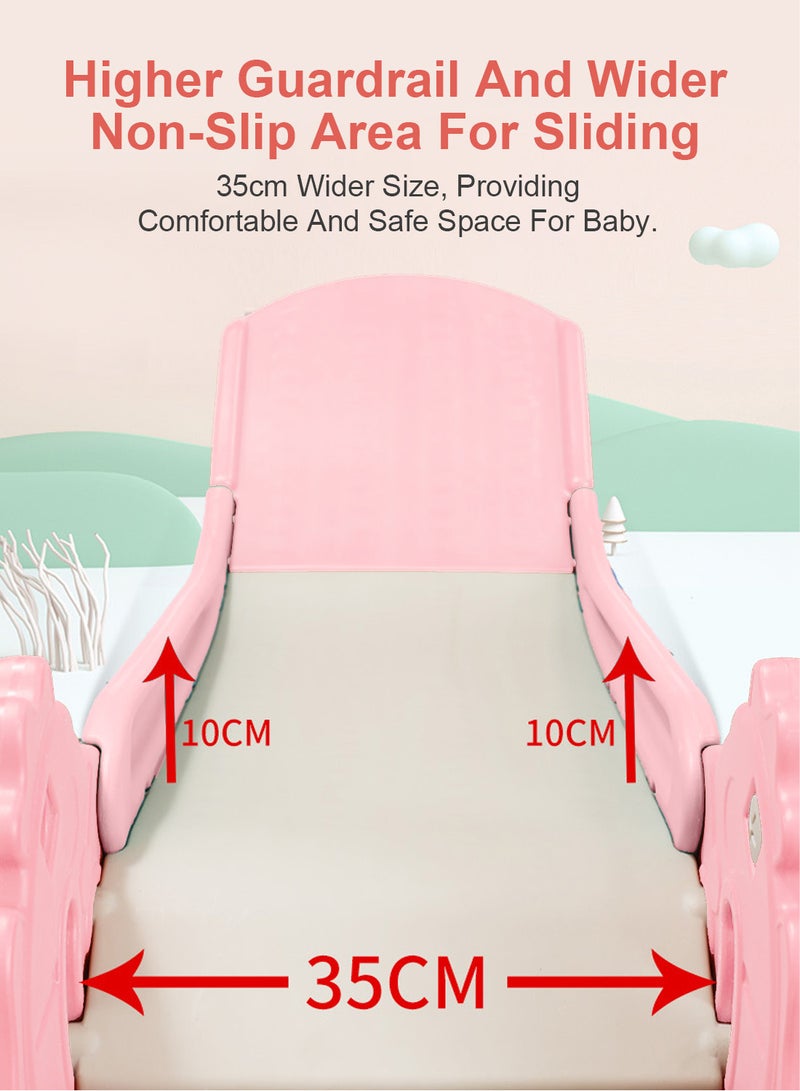 Foldable Children's Slide Suitable For 1-3 Years Old Children Baby Climbing Entertainment Slide Playground Slide Toy Set Suitable For Indoor And Outdoor Toddlers With Basketball Stand