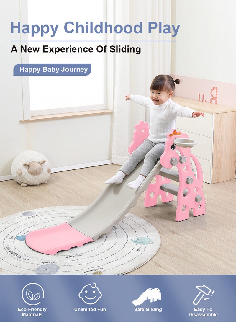 Foldable Multifunctional Children's Slide Children's Independent Entertainment Slide Playground Climbing Slide With Basketball Stand Easy To Install Suitable For Children Indoors And Outdoors