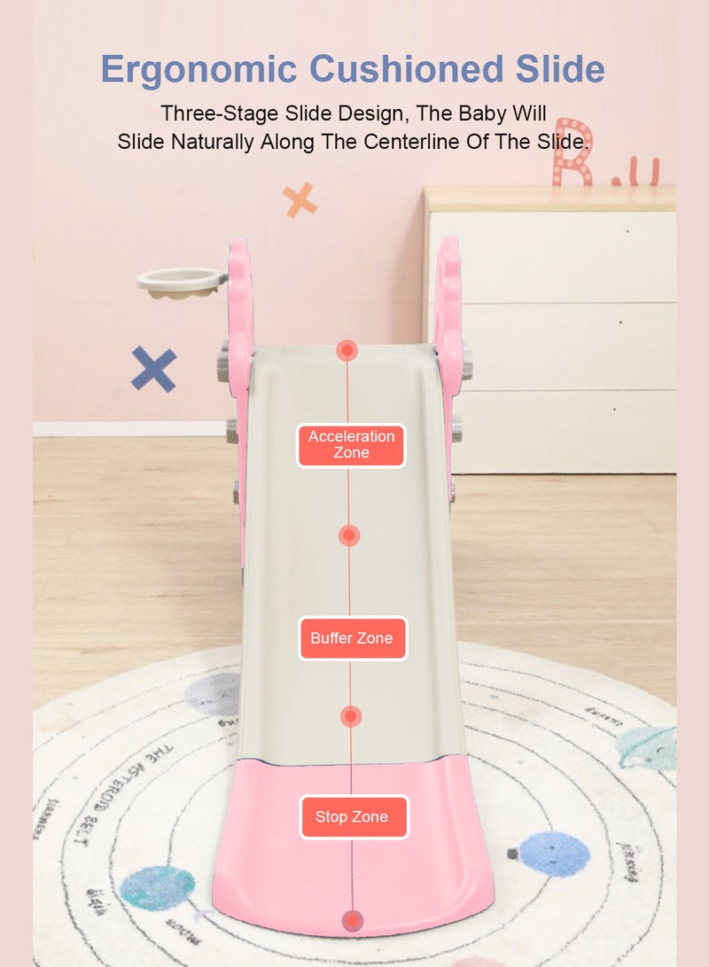 Foldable Multifunctional Children's Slide Children's Independent Entertainment Slide Playground Climbing Slide With Basketball Stand Easy To Install Suitable For Children Indoors And Outdoors