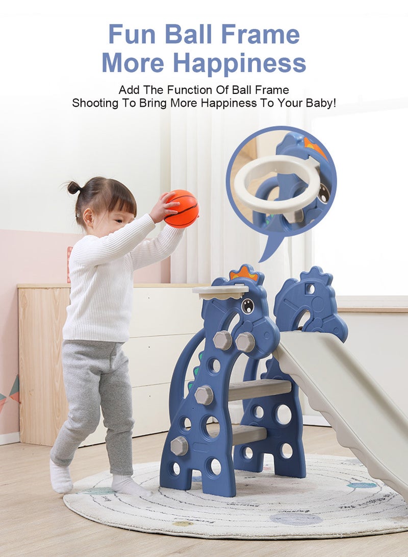 Foldable Children's Slide Baby Multifunctional Climbing Slide Playground Toy Set Indoor And Outdoor Toddler Slide Easy To Install With Basketball Stand