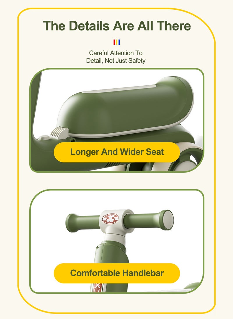 Baby Balance Bike for 1-3 Years, Kids Bike 4-wheel with Adjustable Seat, Indoor Outdoor Toddlers Riding Toys