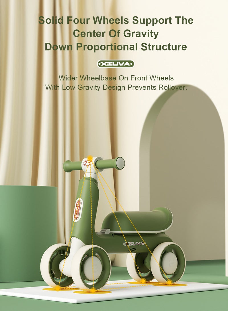 Baby Balance Bike for 1-3 Years, Kids Bike 4-wheel with Adjustable Seat, Indoor Outdoor Toddlers Riding Toys