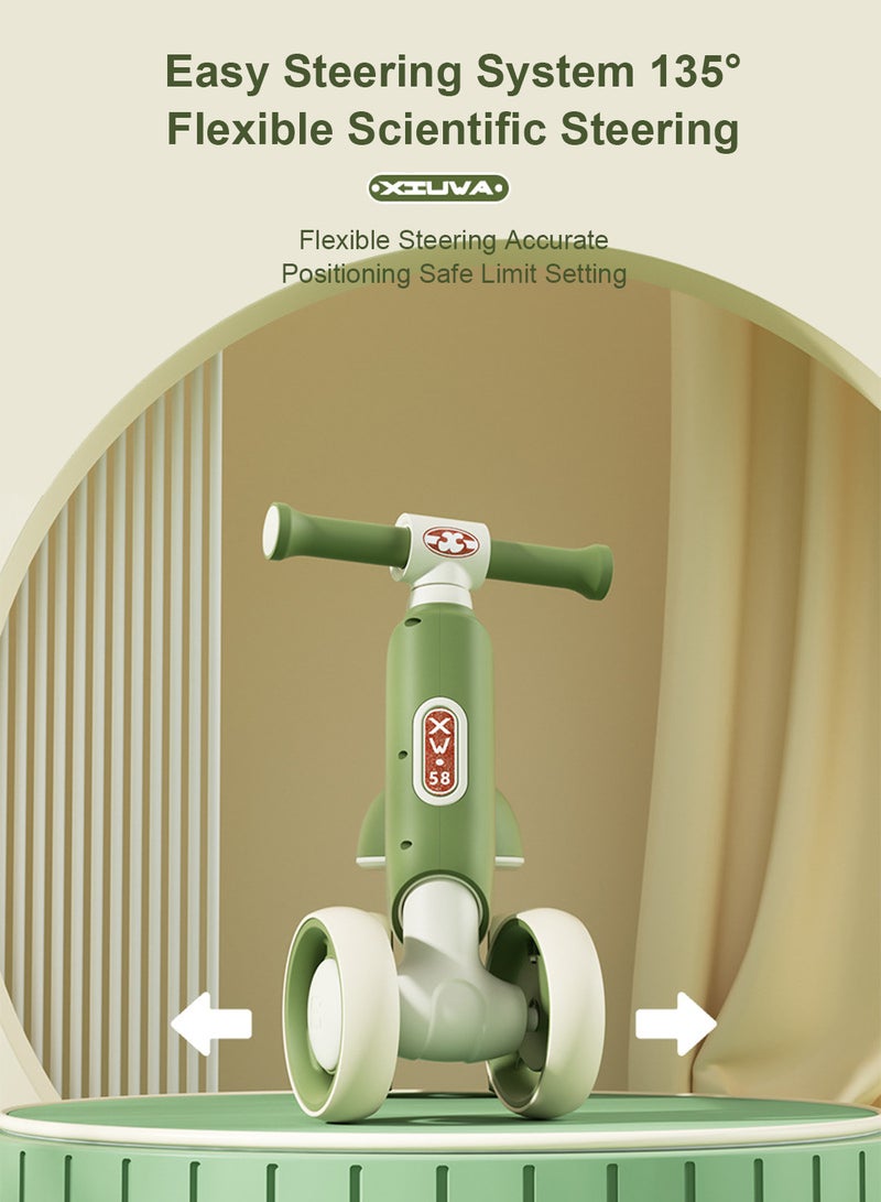 Baby Balance Bike for 1-3 Years, Kids Bike 4-wheel with Adjustable Seat, Indoor Outdoor Toddlers Riding Toys