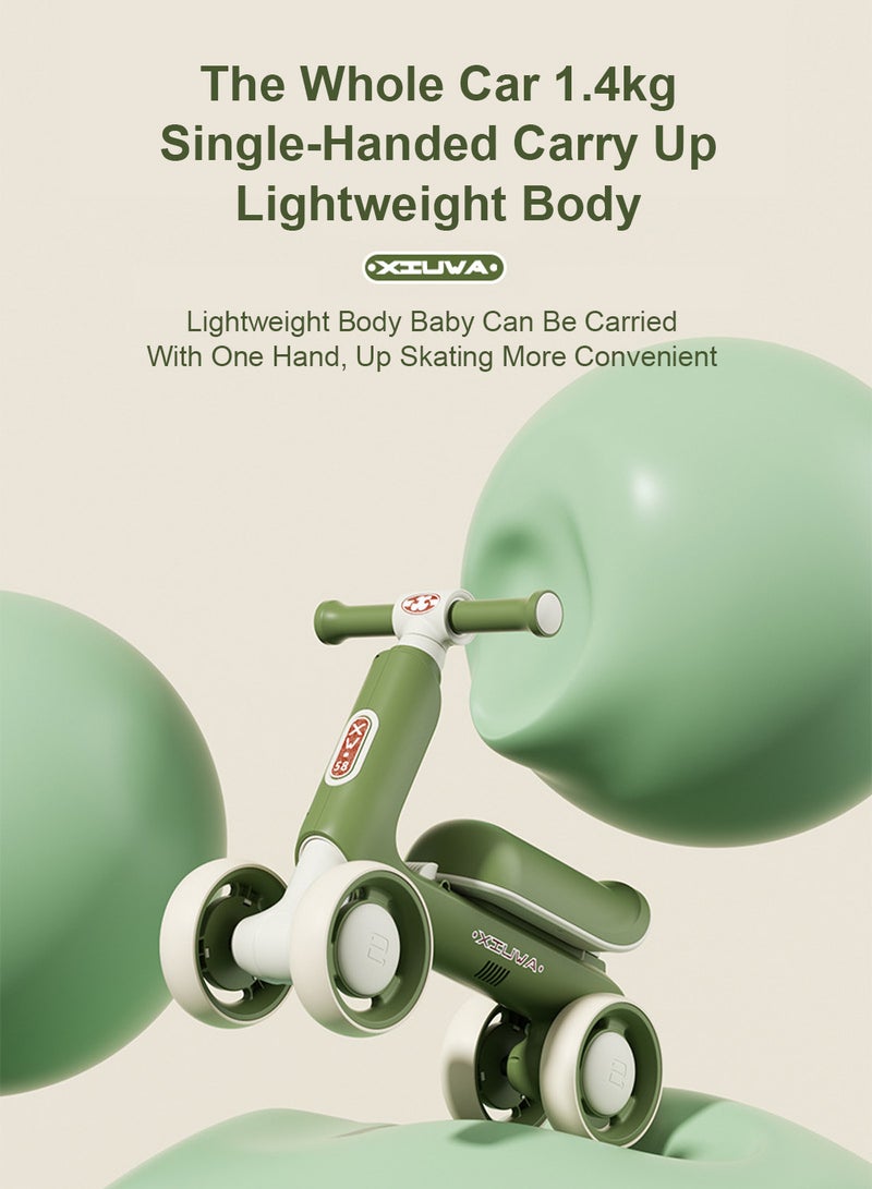 Baby Balance Bike for 1-3 Years, Kids Bike 4-wheel with Adjustable Seat, Indoor Outdoor Toddlers Riding Toys