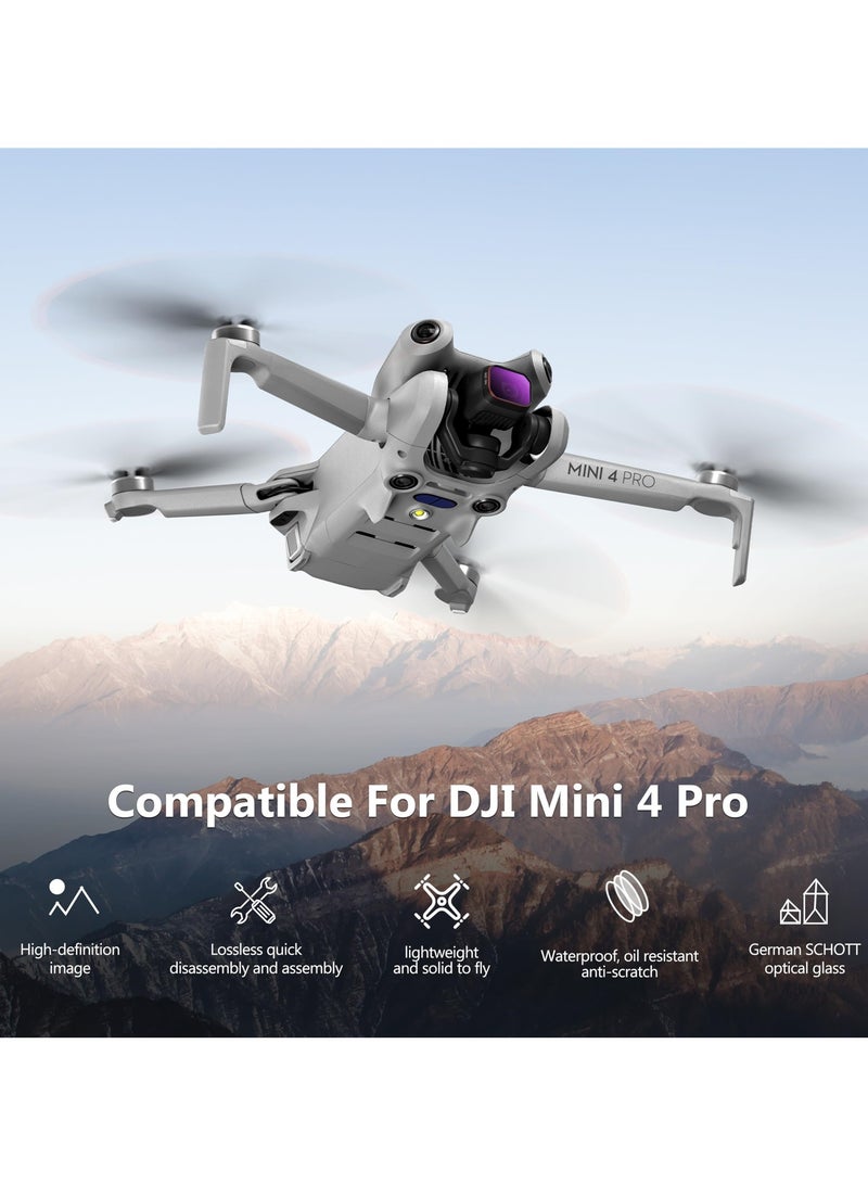 Mini 4 Pro Filters, Multi-Coated ND Filters Set for DJI Mini 4 Pro Drone Accessories, 6-Pack Includes ND8, ND16, ND32, ND64, ND256, and CPL Filters
