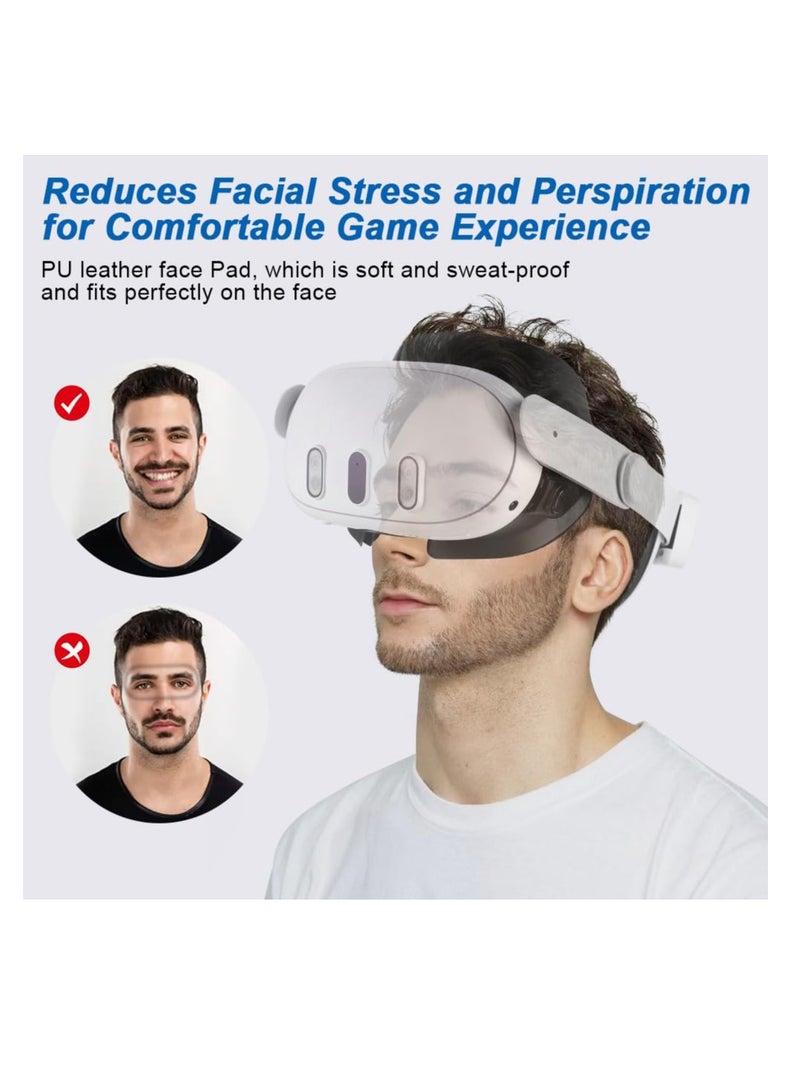 6 in 1 VR Facial Interface and Foam Replacement Set Fit for Oculus/Meta Quest 3, Adjustable Facial Bracket, Anti-Leakage Nose Pad Lens Protector Lens Cloth Fit for VR Quest 3 VR Accessories