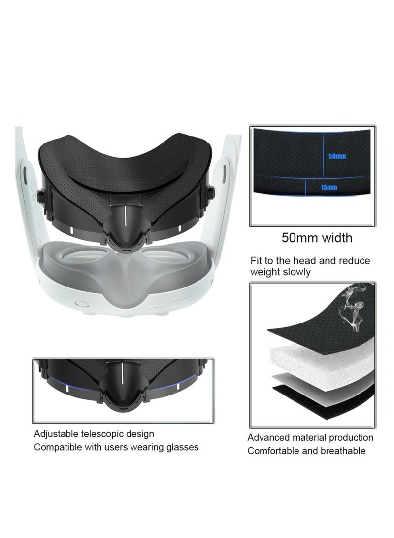 6 in 1 VR Facial Interface and Foam Replacement Set Fit for Oculus/Meta Quest 3, Adjustable Facial Bracket, Anti-Leakage Nose Pad Lens Protector Lens Cloth Fit for VR Quest 3 VR Accessories
