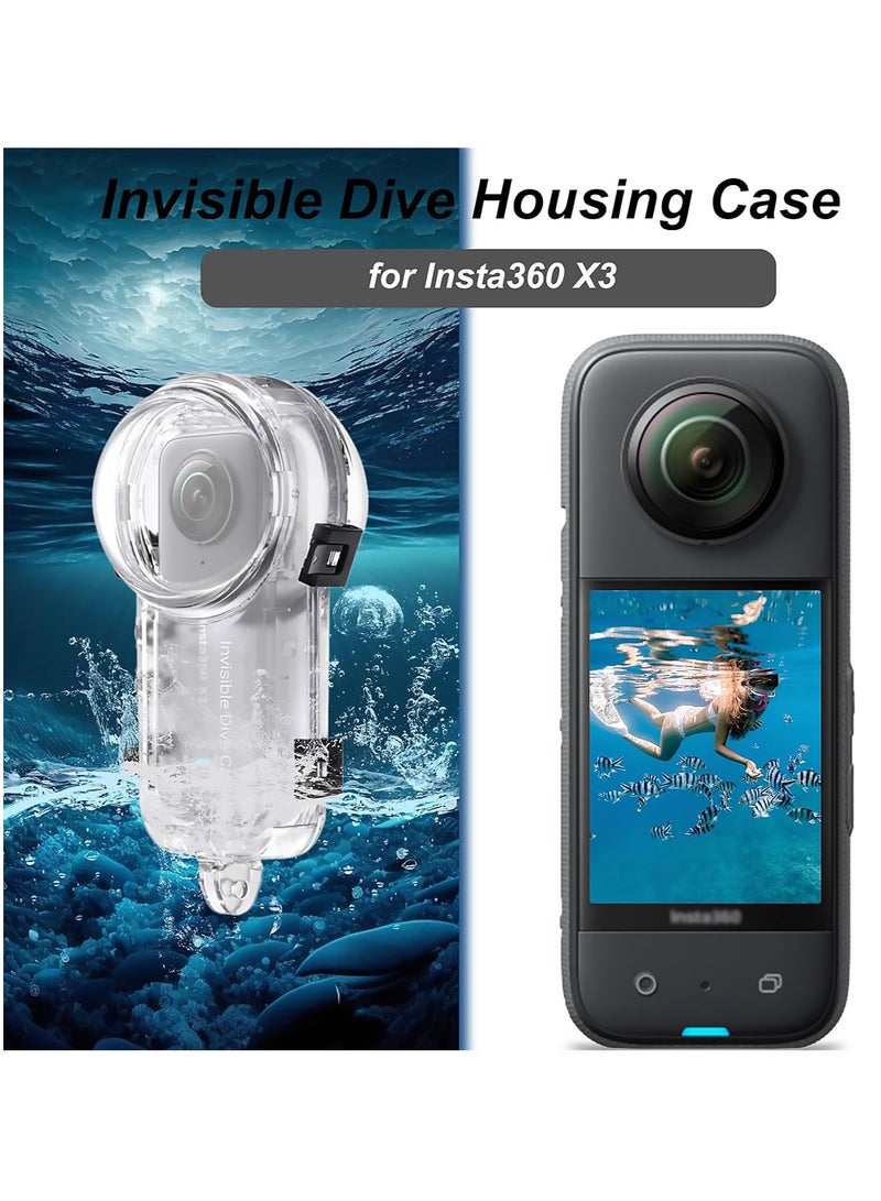 Invisible Dive Housing Case for Insta360 X3 - Waterproof & Scratch-Resistant, 50m (164ft) Underwater Protective Shell with Enhanced Bracket Accessories, Ideal for Deep-Sea Exploration and Photography