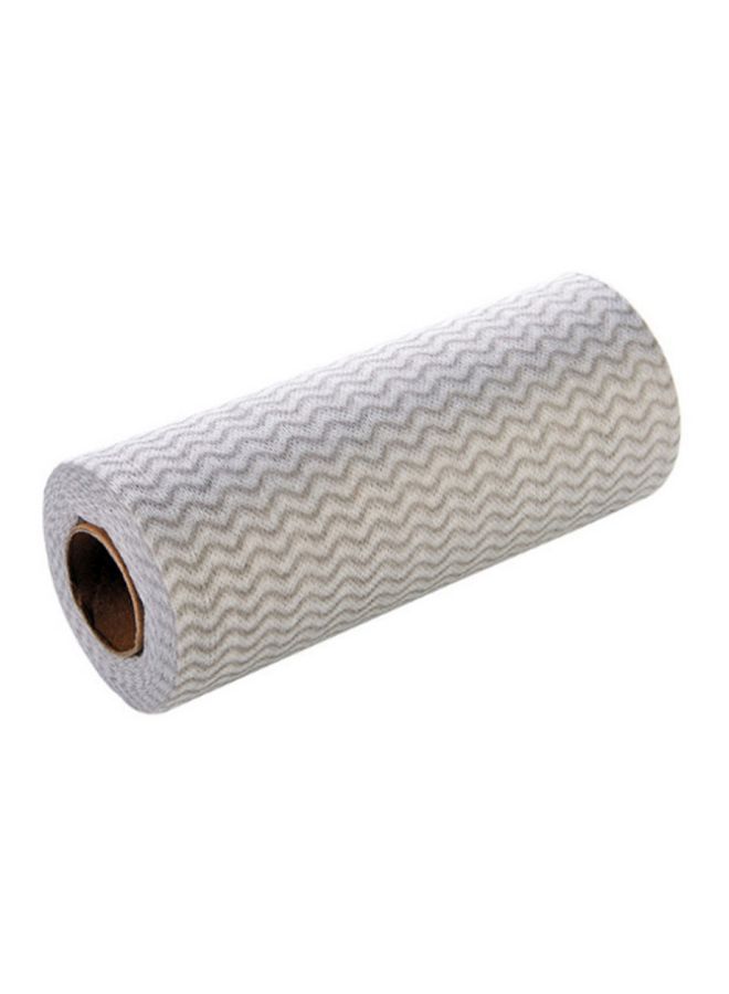 50-Piece Disposable Kitchen Cleaning Roll White/Grey 31x19.5centimeter