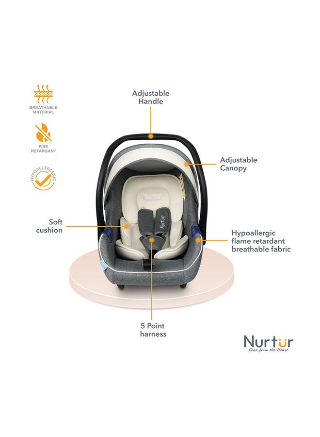 Nemo Baby Carrier - Adjustable Canopy and Handle - Extra Protection – 3 -Point Safety Harness - Suitable from 0 months to 12 months, Upto 13kg, Sand
