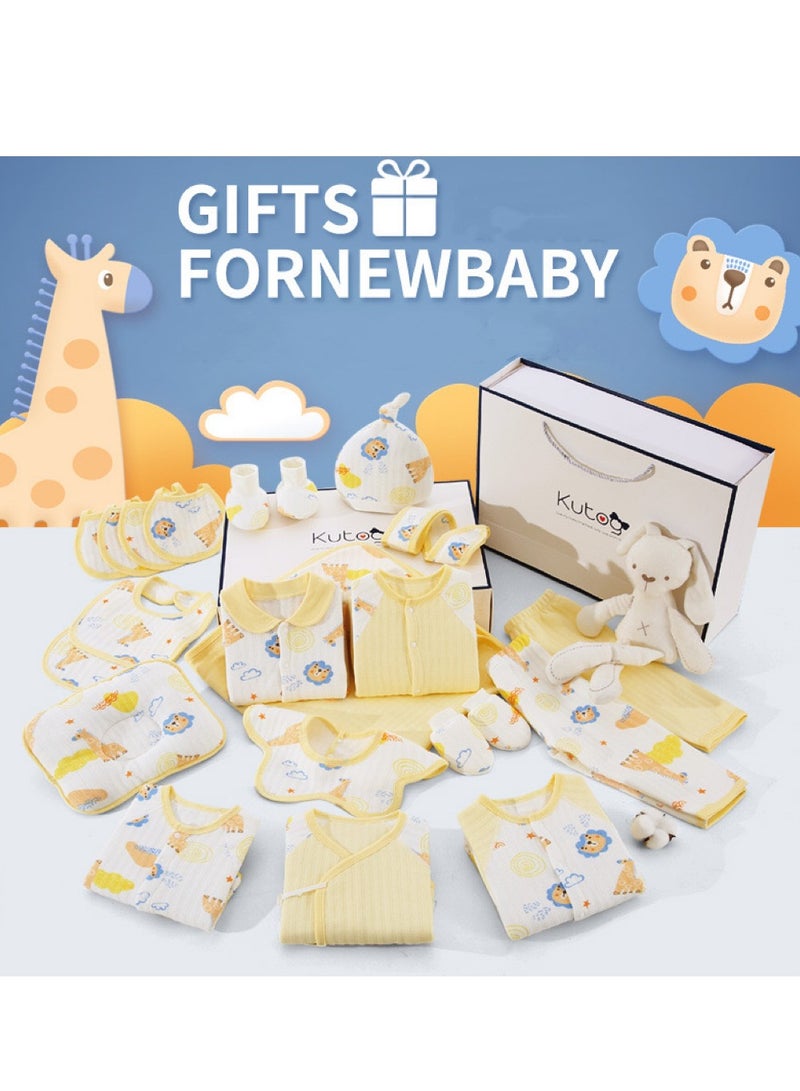 22pcs Light Yellow Cotton Baby Gift Box Newborn Clothing Gift Set