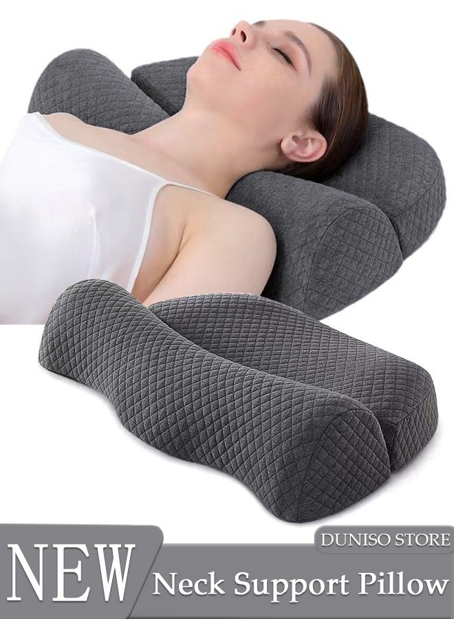 2in1 Detachable Memory Foam Pillows Neck Pillow Bed Pillow for Sleeping Ergonomic Cervical Contour Pillow for Side Back Stomach Sleeper Pillow for Neck Shoulder Pain