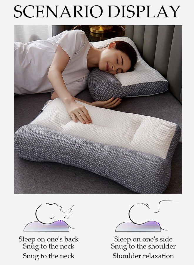 1PCS Super Comfort Ergonomic Pillow for Neck Head and Shoulder Pain Relief Contour Support Pillows for Bed Sleeping Orthopedic Cervical Spine Stretch Pillow for Side Back Stomach Sleeper