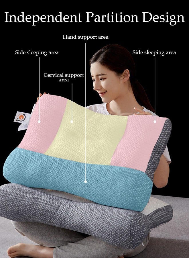 1PCS Super Comfort Ergonomic Pillow for Neck Head and Shoulder Pain Relief Contour Support Pillows for Bed Sleeping Orthopedic Cervical Spine Stretch Pillow for Side Back Stomach Sleeper