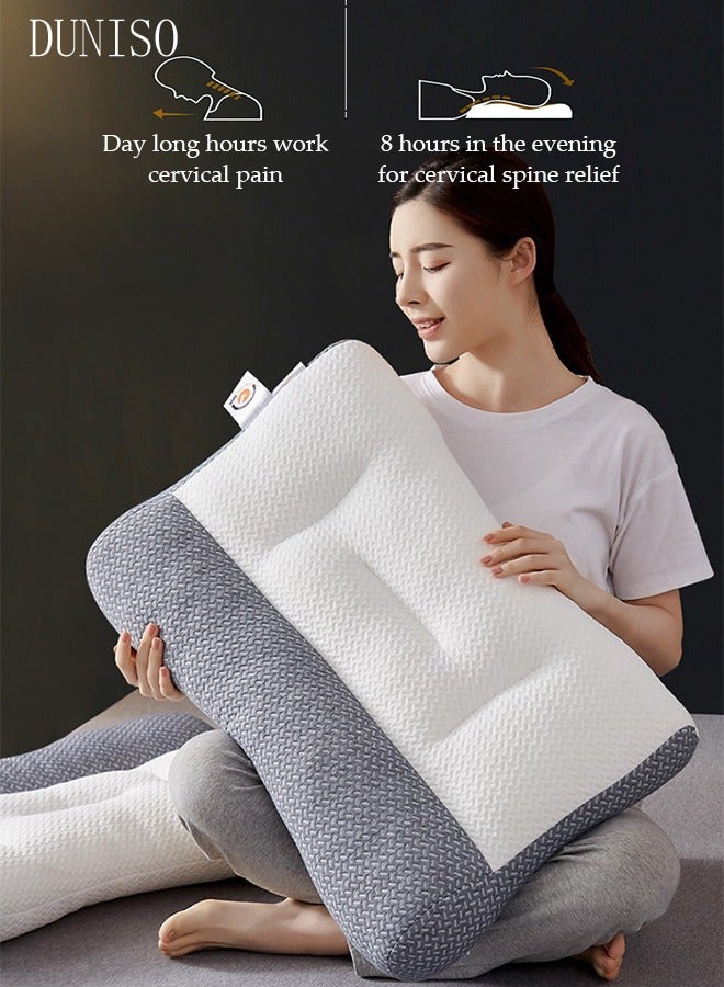 1PCS Super Comfort Ergonomic Pillow for Neck Head and Shoulder Pain Relief Contour Support Pillows for Bed Sleeping Orthopedic Cervical Spine Stretch Pillow for Side Back Stomach Sleeper