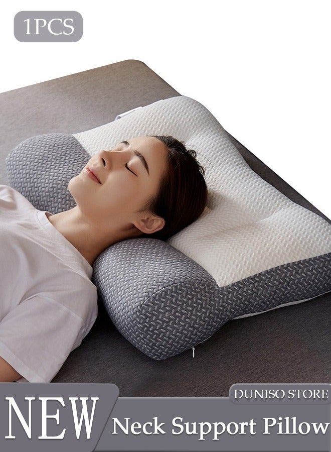 1PCS Super Comfort Ergonomic Pillow for Neck Head and Shoulder Pain Relief Contour Support Pillows for Bed Sleeping Orthopedic Cervical Spine Stretch Pillow for Side Back Stomach Sleeper
