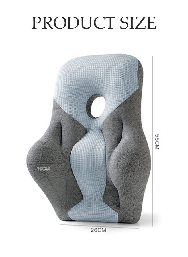 Lumbar Support Pillow with Breathable Hole for Office Chair and Car Seat, Ergonomic Memory Foam Back Cushion for Improve Lower Back PainRelief and Sitting Posture