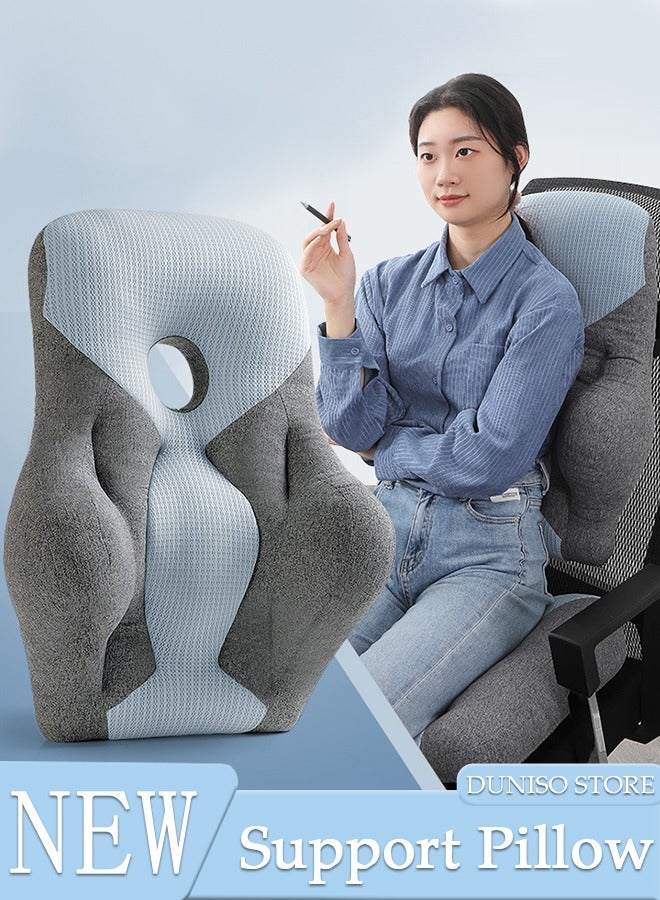 Lumbar Support Pillow with Breathable Hole for Office Chair and Car Seat, Ergonomic Memory Foam Back Cushion for Improve Lower Back PainRelief and Sitting Posture