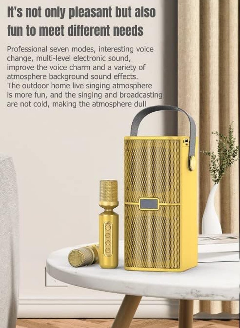 YS 218 Portable Wireless Bluetooth Karaoke Speaker Stereo Bass Dual Microphone