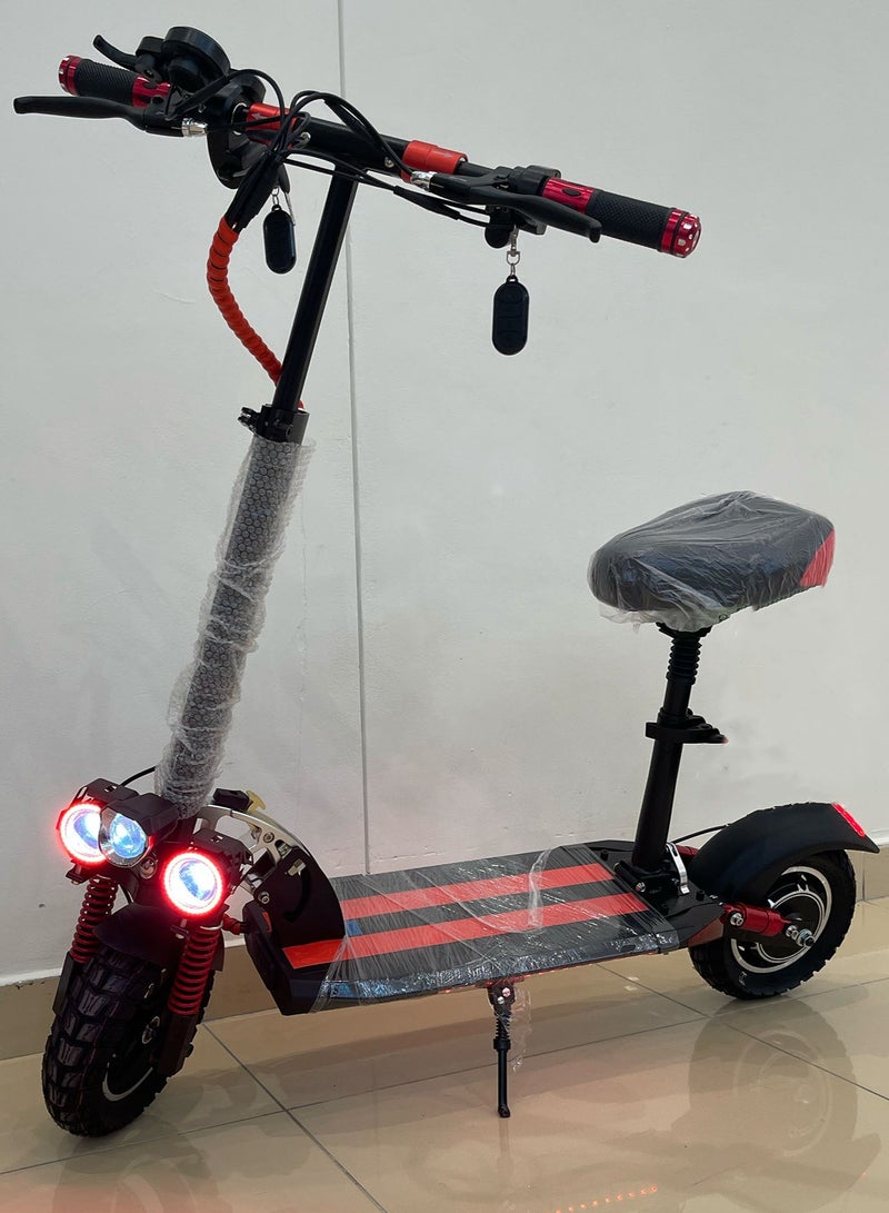 48V 10Ah Electric Folding Scooter Suitable For Adults and Teenagers Outdoor Sports for Commuting To and From Get Off Work Black Red