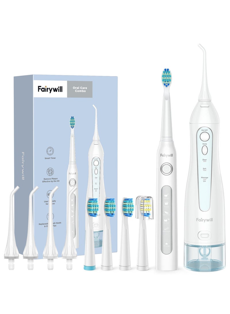 Intelligent Ultrasonic Toothbrush And Oral Irrigator Water Flosser Oral Care Combo Pack USB Rechargeable 3 Modes 300ML