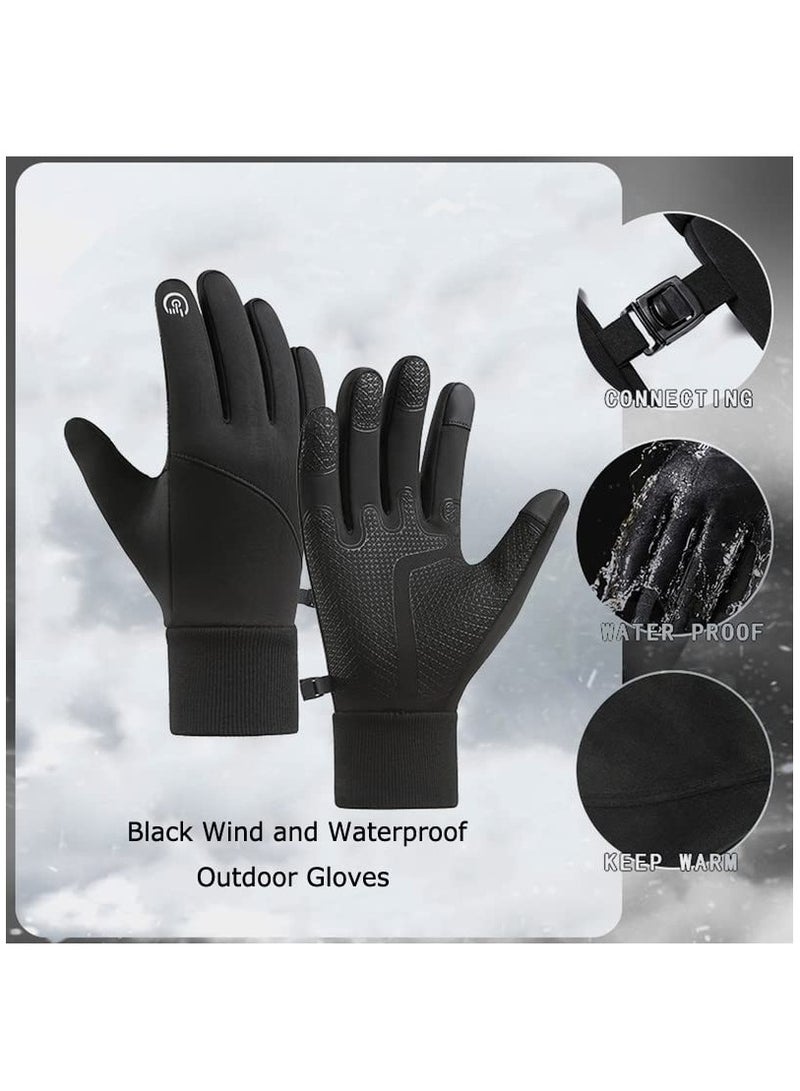 Winter Thermal Gloves, Windproof Water-Resistant Gloves Anti-slip Touch Screen Cycling Gloves for Men Women Hiking Climbing Riding Bike Outdoor Sports(M)