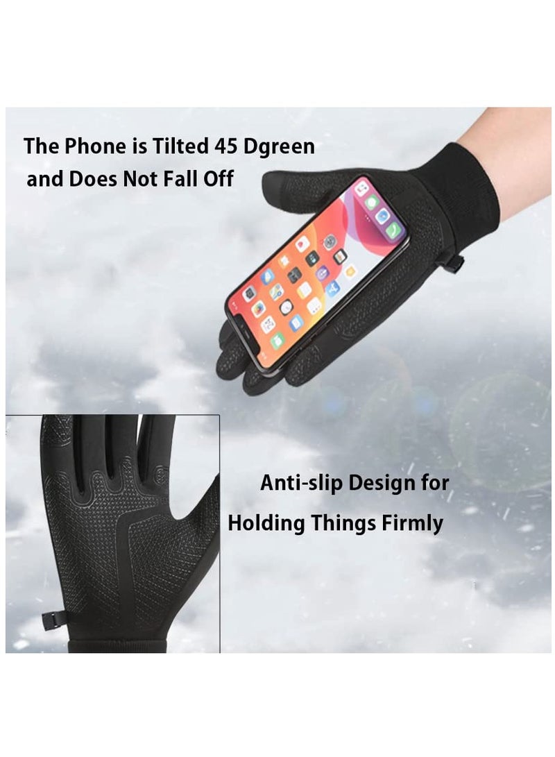 Winter Thermal Gloves, Windproof Water-Resistant Gloves Anti-slip Touch Screen Cycling Gloves for Men Women Hiking Climbing Riding Bike Outdoor Sports(M)