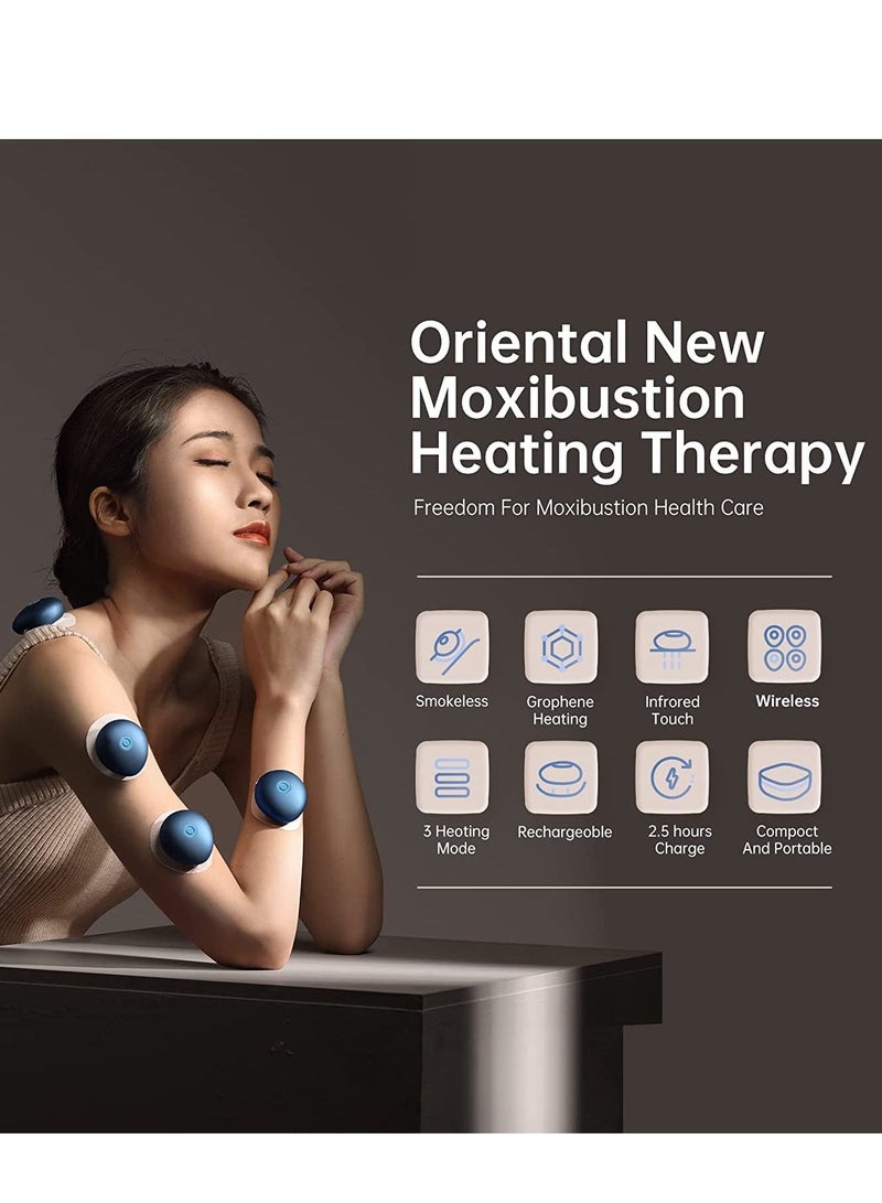 Electric Heating Moxibustion Patch,5 Pack, Mugwort Sticker, Wireless Charging Portable Hot Stones Massage Set with Warmer, Smokeless and Fireless