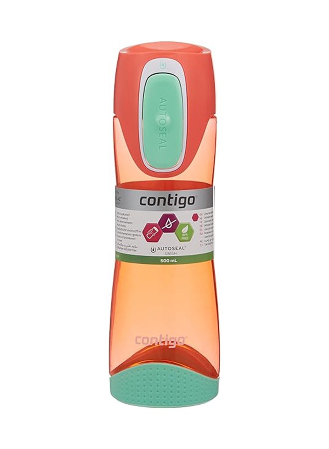 Contigo Swish Autoseal Water Bottle, 500 ml Capacity, Pink Peach