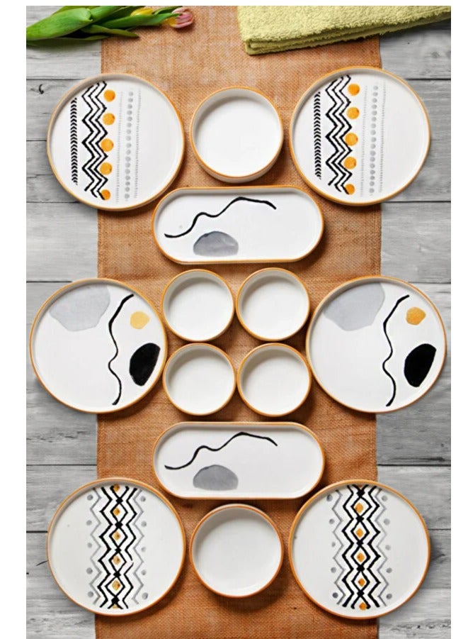 Luxury Ceramic 14Pcs Breakfast Set - Made in Turkey