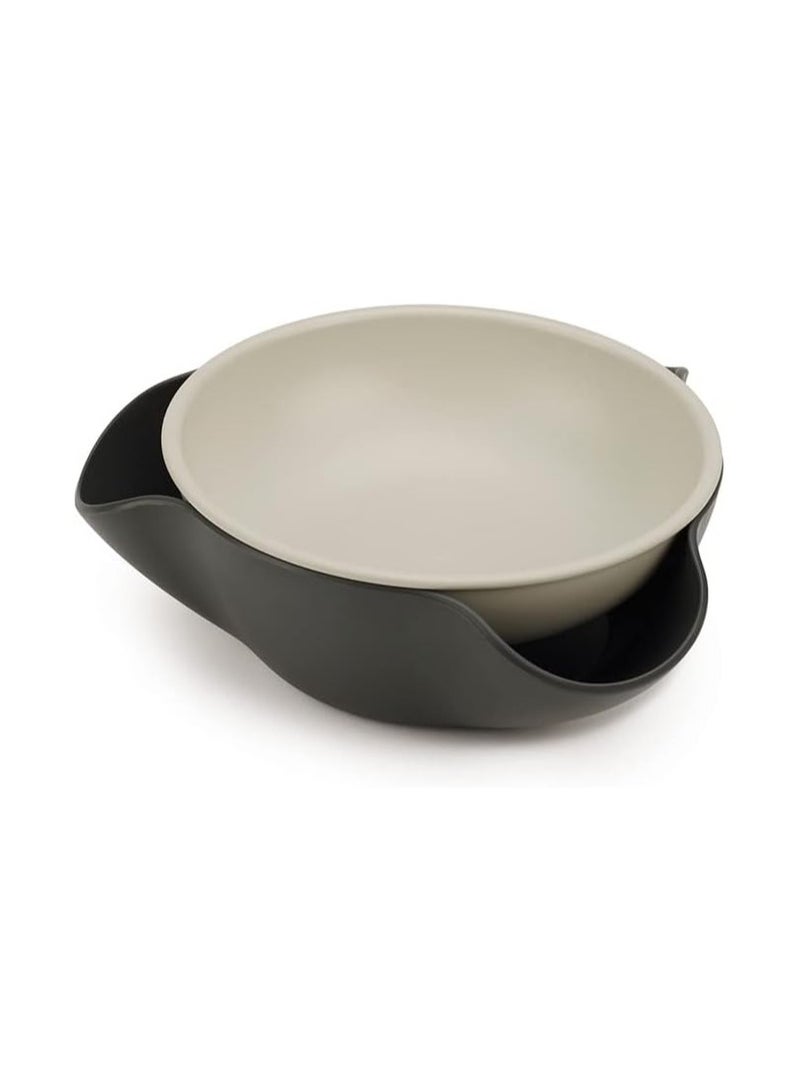 Double Dish Pistachio Bowl and Snack Serving Bowl, Gray
