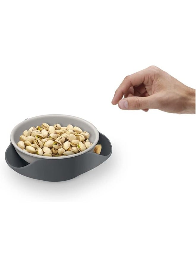 Double Dish Pistachio Bowl and Snack Serving Bowl, Gray