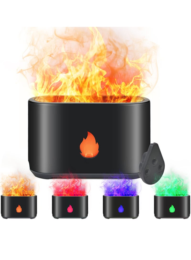 Flame Diffuser Humidifier with 4 Flame Colors, 200mL Essential Oil Aroma Therapy Diffuser with Waterless Auto Off Protection, Fire Air Diffuser for Home, Office, Bedroom
