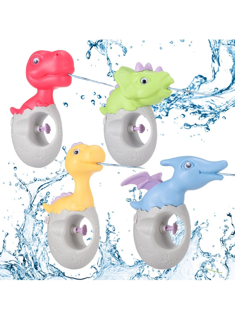 4 Pack Cute Cartoon Dinosaur Water Pistols, Summer Small Water Pistols Toys, Water Blaster Soaker Toys, Summer Pool Beach Outdoor Water Activity Fighting Play Toy