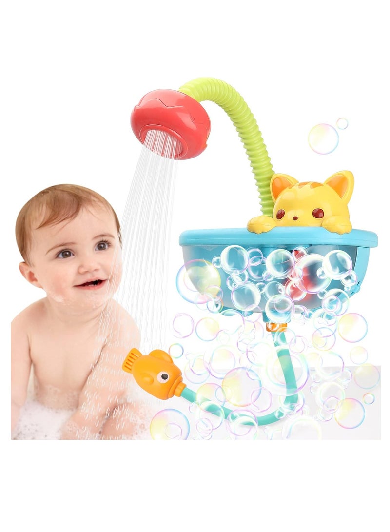 Baby Bath Toy with Shower Head, Cat Water Spray Squirt Shower Faucet and Automatic Bubble,Bathtub Water Pump Summer Essentials for Toddlers and Kids