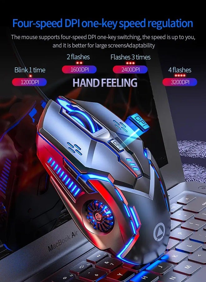 Wired Gaming Mouse,Mechanical Optical Gamer Mice With 7 RGB Backlit Modes,Ergonomic Plug Play PC Laptop Mac USB Mice For Gaming Working