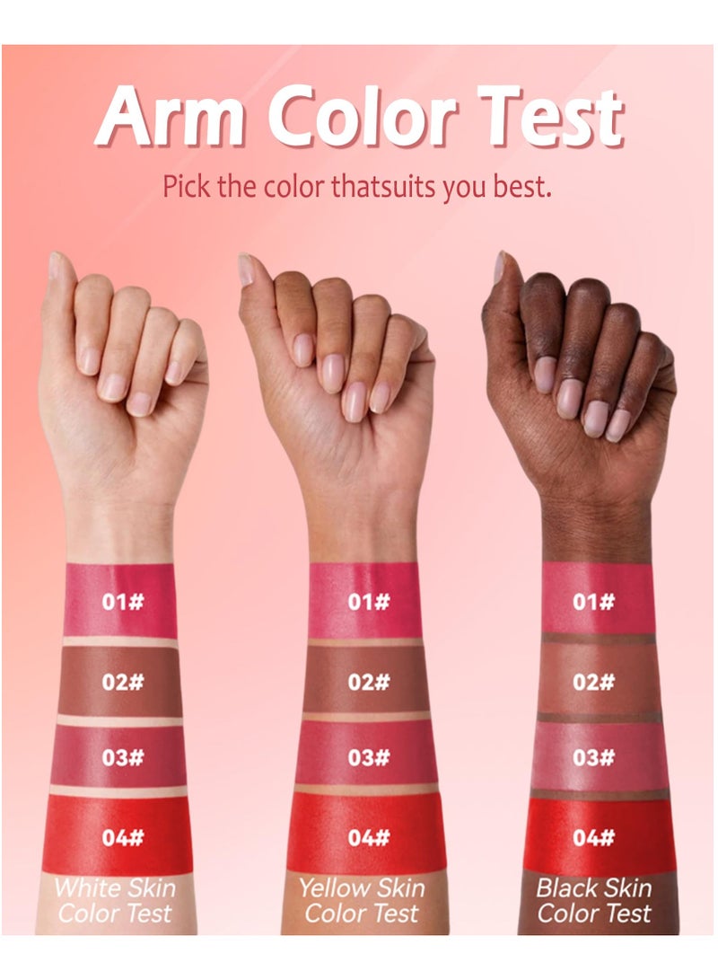 Lip Stain Marker Pen Set, 4 Pcs Hydrating Liquid Lip Liner Kit, Matte Finish, Long-Lasting Waterproof, Precise Chisel Tip for Smooth Application, Ideal Makeup Gift for Women