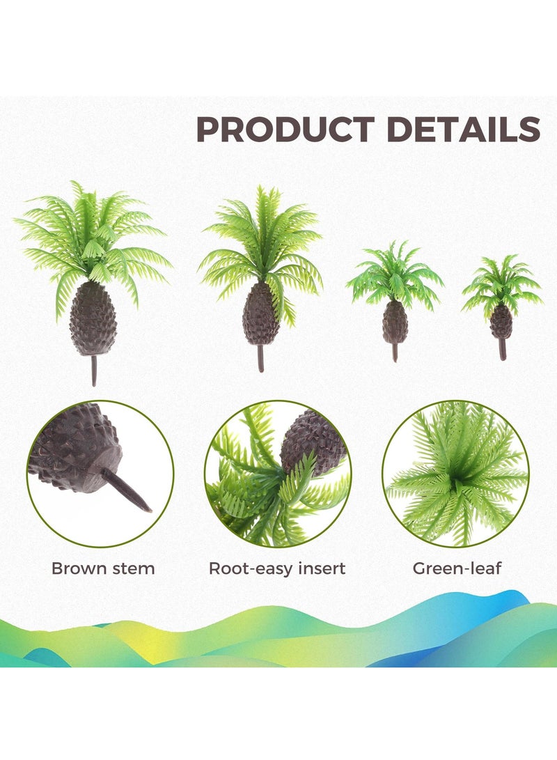 20Pcs Miniature Coconut Palm Model Trees: Green Plastic Diorama Supplies for DIY Crafts, Cake Toppers, Building Models, and Train Villages