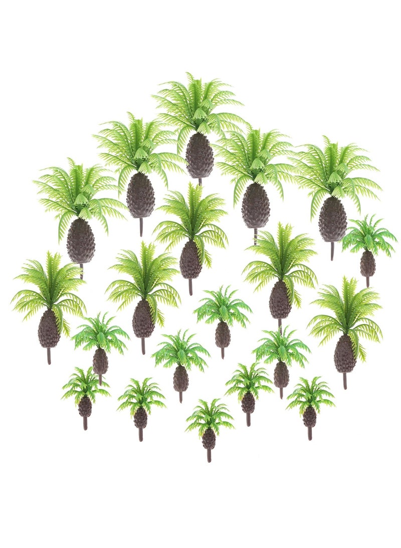 20Pcs Miniature Coconut Palm Model Trees: Green Plastic Diorama Supplies for DIY Crafts, Cake Toppers, Building Models, and Train Villages