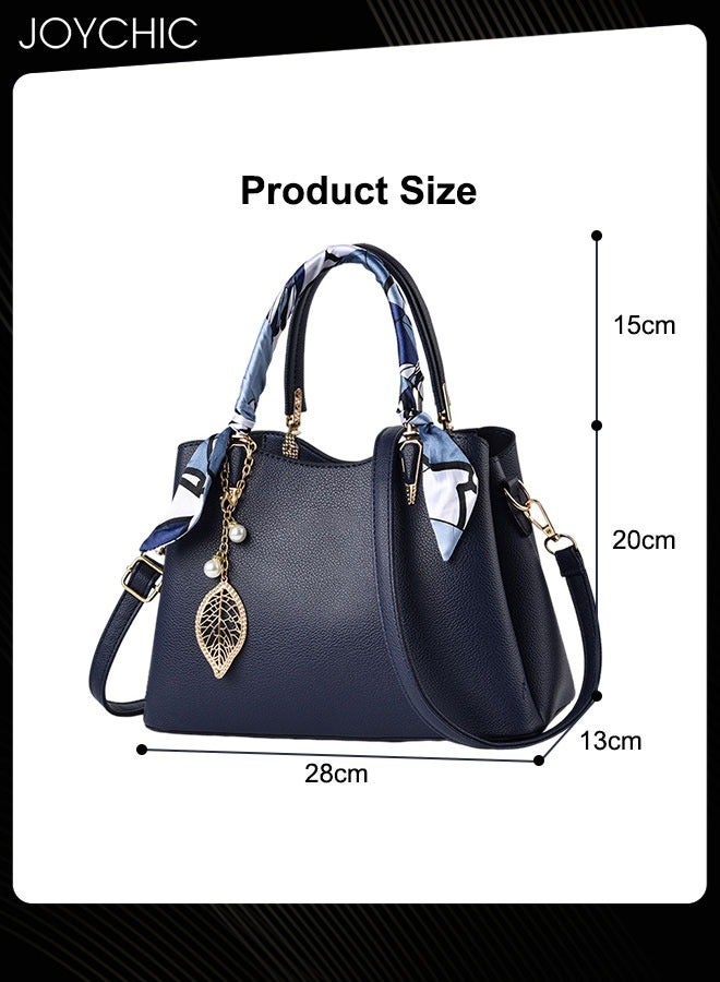 Lady Attractive Tote Classic Women Crossbody Shoulder Bag Large Capacity Multi Pockets with Adjustable Straps for Travel Party Deep Blue