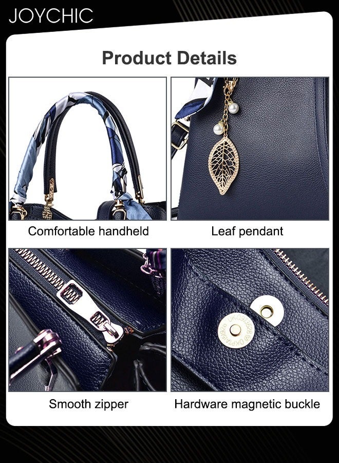 Lady Attractive Tote Classic Women Crossbody Shoulder Bag Large Capacity Multi Pockets with Adjustable Straps for Travel Party Deep Blue