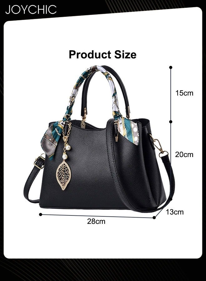 Lady Attractive Tote Classic Women Crossbody Shoulder Bag Large Capacity Multi Pockets with Adjustable Straps for Travel  Party Black